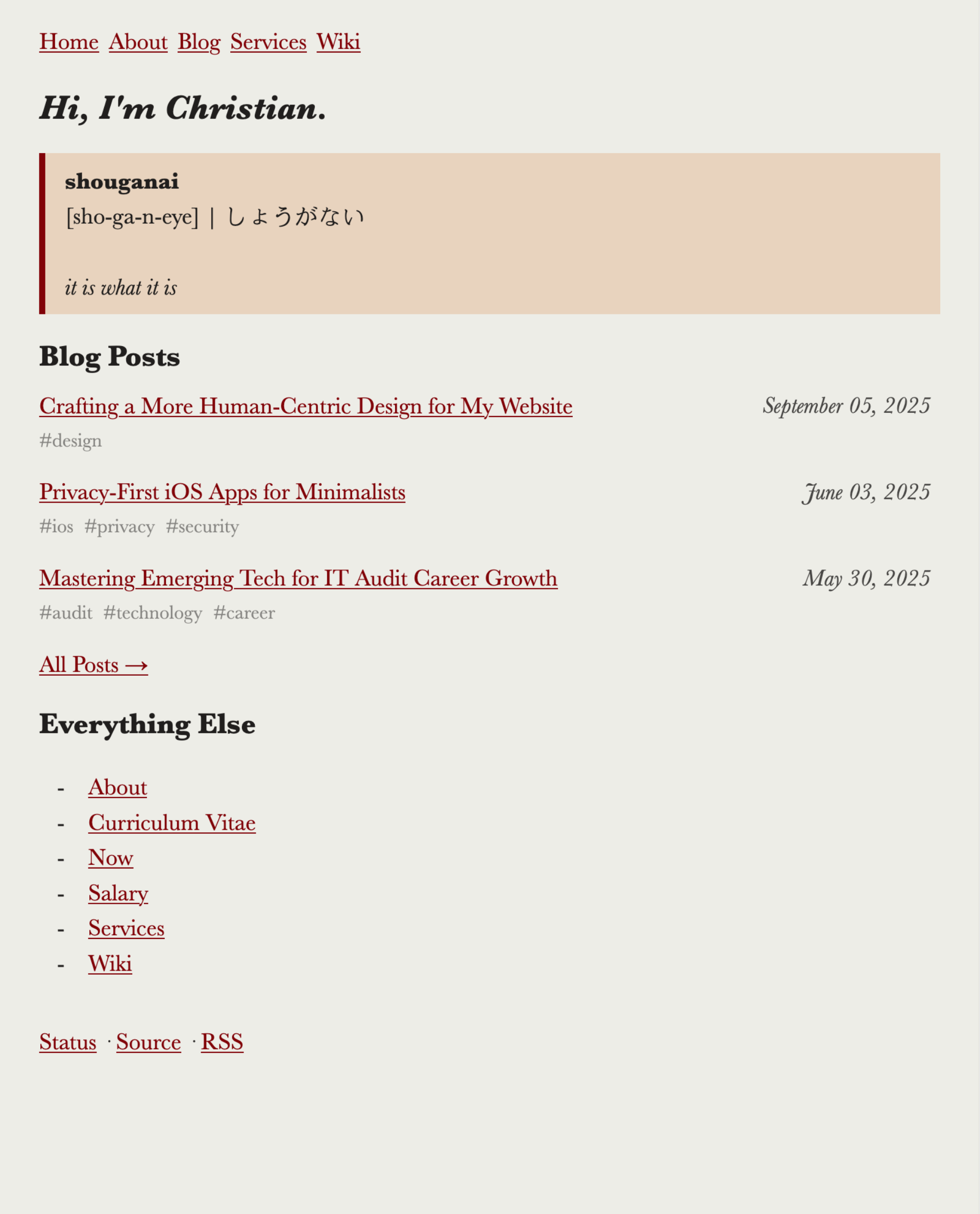 A screenshot of the old theme for cleberg.net.